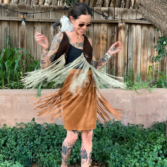 Co-Op Leathers San Francisco Vintage 1970s Leather Fringe Vest Hippie Woodstock - Picture 3 of 14